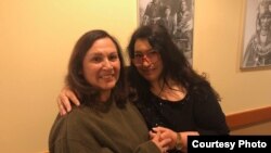Kimberly Linebarger, left, with sister Gudrun Drofn Emilsdottir, in lobby of Seven Clans First Council Casino Hotel, Newkirk, Oklahoma, November 19, 2018. 