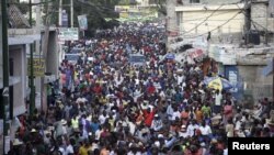 Manifestation pour la démission du président Martelly, le 23 janvier 2016 à Port-au-Prince. (REUTERS/Andres Martinez Casares)