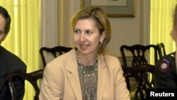 FILE - Deputy Assistant Secretary of Defense for Eurasian Policy, Mira Ricardel takes part in a meeting at the Pentagon in Washington, U.S., October 9, 2003 in this photo obtained November 13, 2018. 