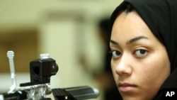 Qatari shooter Bahiya Al Hamad is one of four women to represent her country for the first time (courtesy of - dohastadiumplus.com).)