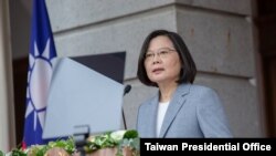 Presiden Taiwan Tsai Ing-wen, menyampaikan sambutan dalam upacara pelantikannya di Taipei, Taiwan, 20 Mei 2020. 