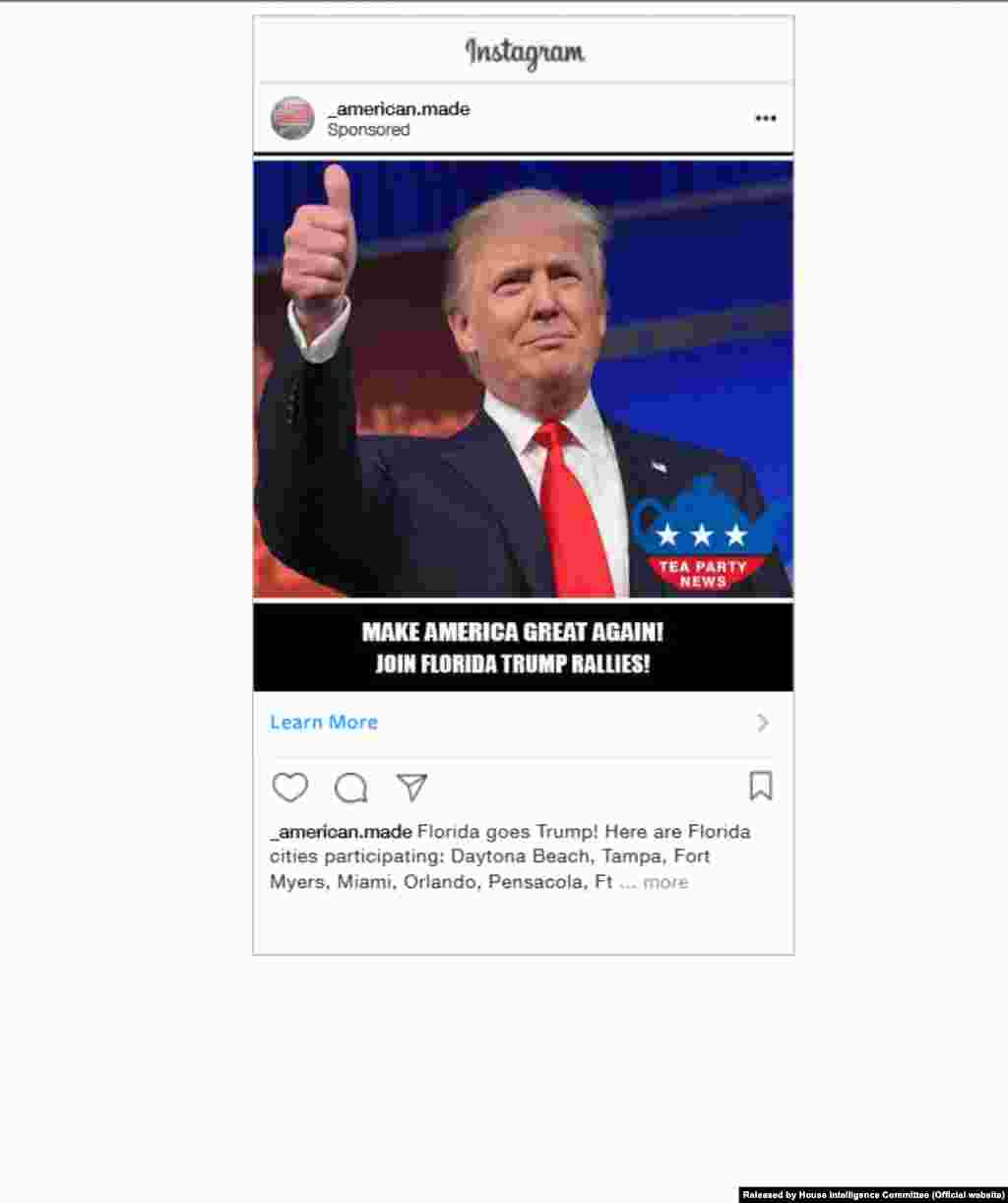 Instagram ad created on Aug. 16, 2016; Targeted age: 18-65; Targeted location: Alabama, Florida, Georgia, Mississippi, South Carolina