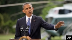 美国总统奥巴马6月13日在白宫南草坪就伊拉克局势发表讲话