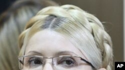 Former Ukrainian Prime Minister Yulia Tymoshenko during her trial, at the Pecherskiy District Court in Kyiv, Ukraine, Oct. 11, 2011.