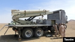 Iran's state news agency Tasnim published this photo on July 3, 2023, showing what it says is the Islamic Revolutionary Guard Corps testing a system that trains personnel to fire Iranian-made Fath 360 missiles.