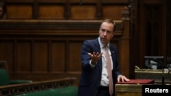 Britain's Health Secretary Matt Hancock makes a statement on the COVID-19 in the House of Commons, in London, Sept. 21, 2020. (Credit: UK Parliament/Jessica Taylor/Handout)