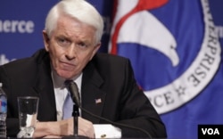 FILE - Thomas Donohue, president and chief executive officer of the U.S. Chamber of Commerce, speaks in March 2012.