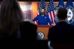 FILE - Speaker of the House Nancy Pelosi, D-Calif. speaks during a news conference on Capitol Hill, in Washington, Oct. 22, 2020.