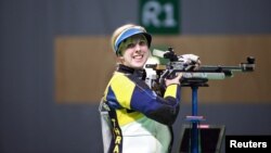 American shooter Ginny Thrasher took gold in the women’s air rifle event in Rio, Aug. 6. 2016.