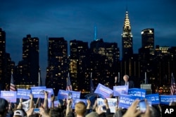 Democratic presidential candidate Bernie Sanders, I-Vt., speaks during a campaign rally at Hunters Point park in the Queens borough of New York, April 18, 2016.