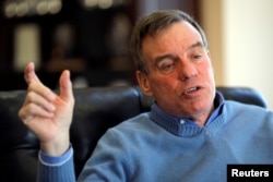 U.S. Senate Intelligence Committee Vice Chair Mark Warner (D-VA) talks during an interview with Reuters on Capitol Hill in Washington, Jan. 5, 2018.