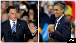 미트 롬니 공화당 대통령 후보(왼쪽)과 바락 오바마 대통령.