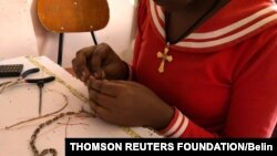 Women rescued from prostitution make jewelry from bullet casings at Ethiopian social enterprise Ellilta Products in Addis Ababa, Oct. 22, 2019. 
