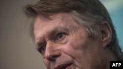 Le prix Nobel de Littérature Jean-Marie Gustave Le Clézio lors d'une conférence de presse, à Lima, le 14 juillet 2016.