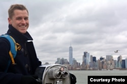 The New York skyline is visible from the Statue of Liberty National Monument. (M.Meyer)