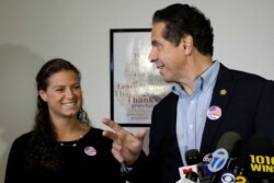 New York Gov. Andrew Cuomo with daughter, Cara Cuomo, in Mt. Kisco, N.Y., Nov. 6, 2018.