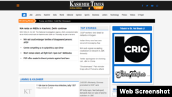 A portion of the home page of the Kashmir Times' online version. (Web screenshot)