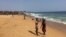 Young Liberians are seen at a popular beach in Mamba Point, Monrovia, March 16, 2015. (Benno Muchler/VOA)