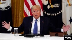 Presiden Donald Trump di Gedung Putih, Washington, D.C., 19 Mei 2020.