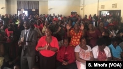 The leaders of the Movement for Democratic Change meet Feb. 23, 2018, to address the struggle for power that has rocked their party following the death of their leader, Morgan Tsvangirai, in South Africa after a two-year battle with colon cancer.