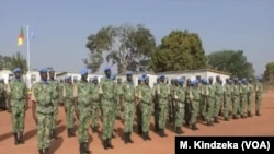 Troupes camerounaises sur la base onusienne de la MINUSCA à Bossangoa, République centrafricaine, 27 décembre 2018. 