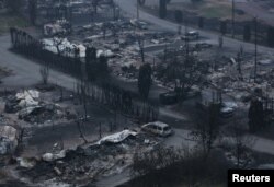 The remains of the Boston Flats trailer park is pictured after being destroyed by a wildfire in Boston Flats, British Columbia, Canada, July 17, 2017.