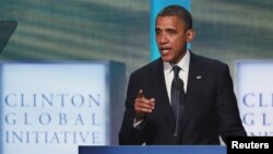 U.S. President Barack Obama speaks during the final day of the Clinton Global Initiative 2012 (CGI) in New York, September 25, 2012.