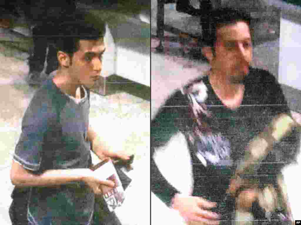 This combination of images released by Interpol and displayed by Malaysian police in Sepang, Malaysia, on March 11, 2014, shows Pouri Nourmohammadi, 19, (left) and Delavar Seyedmohammaderza, 29, who allegedly boarded the now-missing Malaysia Airlines jet 