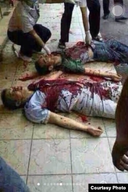 抗议中疑被打死的市民(微博图片 )