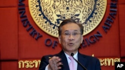 Menteri Luar Negeri Thailand Don Pramudwinai memberikan keterangan kepada wartawan dalam konferensi pers di Kementerian Luar Negeri di Bangkok, Thailand, Jumat, 1 Juli 2016. (Foto: dok).