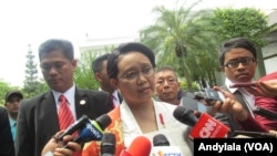 Menteri Luar Negeri Retno Marsudi di kompleks Istana Kepresidenan Rabu 17 Agustus 2016. (Foto:VOA/Andylala)