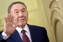 FILE - Then-President Nursultan Nazarbayev is seen at the Presidential Palace in Astana, Kazakhstan, Nov. 2, 2015.