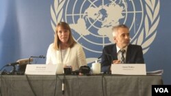 UN Envoy on Human Rights Rhona Smith at a press conference on human rights in Phnom Penh, Cambodia, March 14, 2018. (Hul Reaksmey/VOA Khmer) 