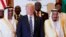 FILE - President Donald Trump poses for photos with King Salman and others at the Arab Islamic American Summit, at the King Abdulaziz Conference Center, May 21, 2017, in Riyadh, Saudi Arabia.