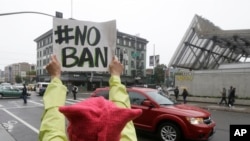 Protestation contre le décret du président Trump devant la Cour d'appel fédérale de San Francisco, le 7 février 2017. 