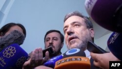 Abbas Araqchi, political deputy at the Ministry of Foreign Affairs of Iran talks to reporters after a meeting of the Joint Commission of the Joint Comprehensive Plan of Action on June 28, 2019 at the Palais Coburg in Vienna, Austria. 