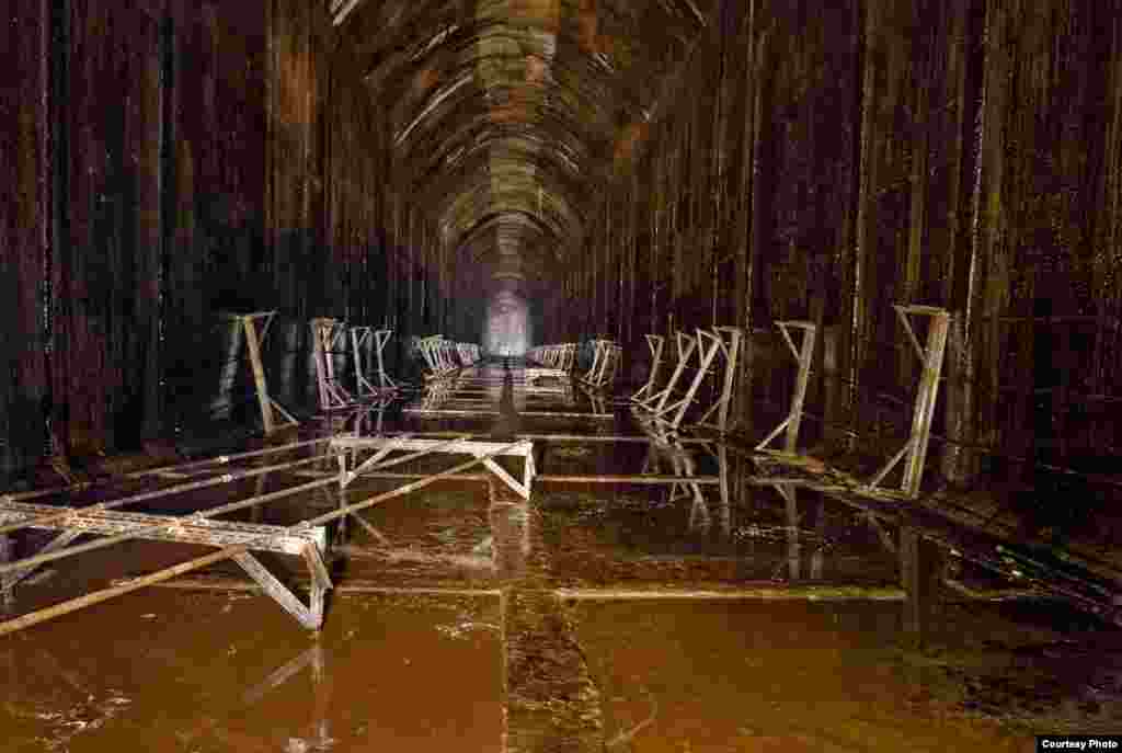 The World War II abandoned oil storage tanks in Inchindown, Scotland was the test site for the world&rsquo;s longest echo. (RCAHMS)