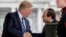 President Donald Trump greets Egyptian President Abdel Fattah Al-Sisi as he arrives at the White House in Washington, April 3, 2017. 