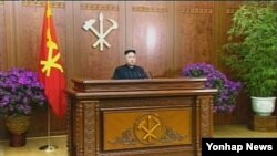 지난해 1월 1일 노동당 청사에서 육성으로 신년사를 발표하는 북한 김정은 국방위원회 제1위원장.