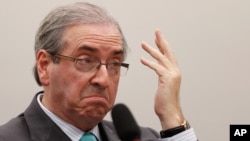 FILE - Eduardo Cunha, president of of Brazil’s Chamber of Deputies, says he's waiting for legal analysis of the prospect of impeaching President Dilma Rousseff.