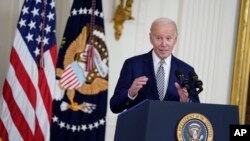조 바이든 미국 대통령이 백악관에서 연설하고 있다. (자료사진)