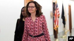 CIA Director nominee Gina Haspel walks to meetings on Capitol Hill in Washington, May 7, 2018. 