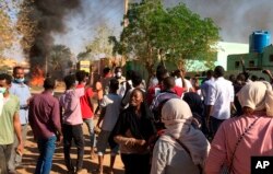 Anti-government protesters rally in Khartoum, Sudan, Jan. 13, 2019.