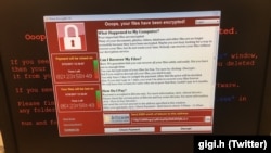Screenshot of the suspected ransomware message on a NHS's computer