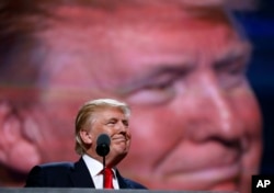 Republican presidential candidate Donald Trump speaks during the final day of the Republican National Convention in Cleveland, Ohio, July 21, 2016.