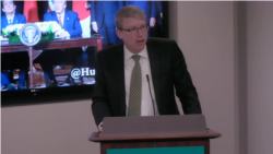 美国国防部印太事务代理助理部长海大卫(David Helvey)2020年1月7日在哈德逊研究所讲话（哈德逊研究所画面截图）