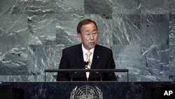 United Nations Secretary-General Ban Ki-moon opens the 66th UN General Assembly at U.N. Headquarters in New York, September 21, 2011.