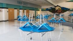 The pandemic has forced students at Piñon High School to attend school virtually, leaving vacant the once-bustling cafeteria, shown in Pinon, Ariz., on Sept. 24, 2020. (Megan Marples/Cronkite News via AP)