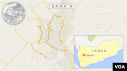 Peta wilayah Yaman dan ibukota Sana'a.