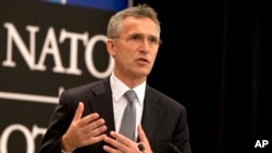 NATO Secretary General Jens Stoltenberg speaks during a media conference at NATO headquarters in Brussels, June 13, 2016.